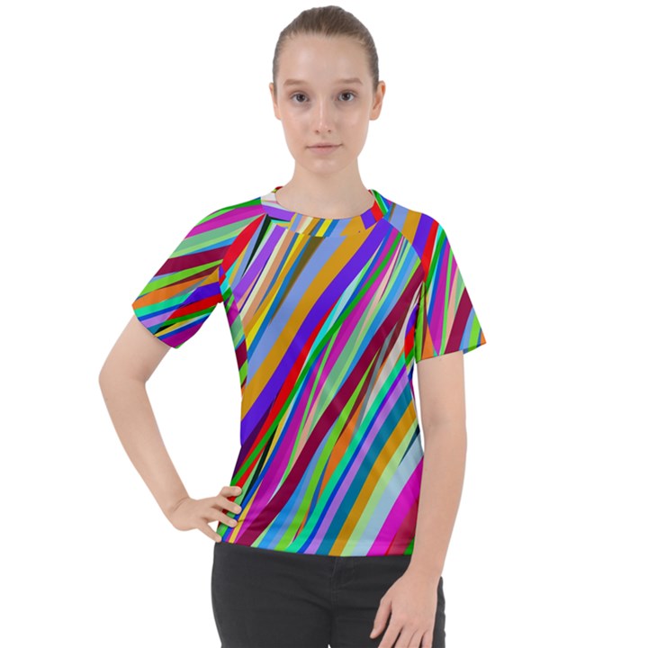 Multi-color Tangled Ribbons Background Wallpaper Women s Sport Raglan T-Shirt