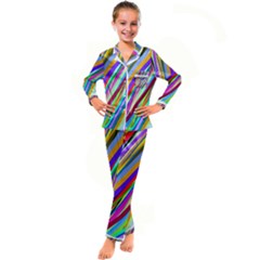 Multi-color Tangled Ribbons Background Wallpaper Kids  Satin Long Sleeve Pajamas Set by Amaryn4rt