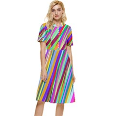 Multi-color Tangled Ribbons Background Wallpaper Button Top Knee Length Dress by Amaryn4rt