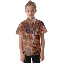 Brown Bronze Blend Kids  Short Sleeve Shirt by kaleidomarblingart