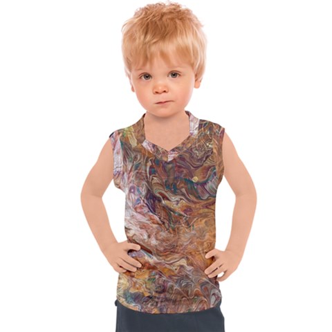 Brown Bronze Blend Kids  Sport Tank Top by kaleidomarblingart