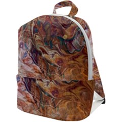 Brown Bronze Blend Zip Up Backpack by kaleidomarblingart