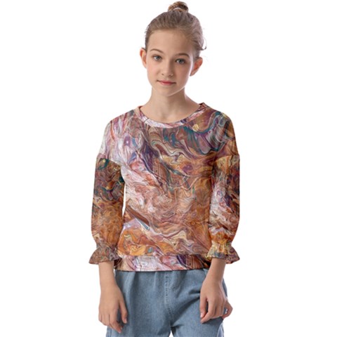 Brown Bronze Blend Kids  Cuff Sleeve Top by kaleidomarblingart