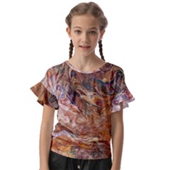 Brown Bronze Blend Kids  Cut Out Flutter Sleeves by kaleidomarblingart