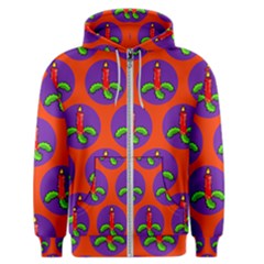 Christmas Candles Seamless Pattern Men s Zipper Hoodie