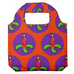 Christmas Candles Seamless Pattern Premium Foldable Grocery Recycle Bag