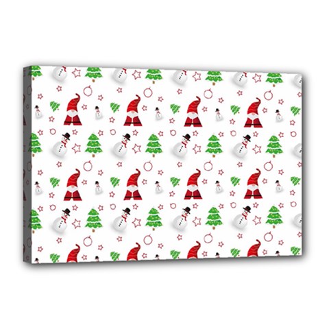 Santa Claus Snowman Christmas Xmas Canvas 18  X 12  (stretched) by Amaryn4rt