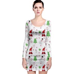 Santa Claus Snowman Christmas Xmas Long Sleeve Bodycon Dress by Amaryn4rt