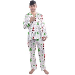 Santa Claus Snowman Christmas Xmas Men s Long Sleeve Satin Pajamas Set