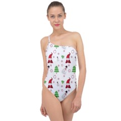 Santa Claus Snowman Christmas Xmas Classic One Shoulder Swimsuit