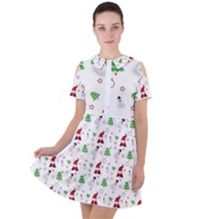 Santa Claus Snowman Christmas Xmas Short Sleeve Shoulder Cut Out Dress  by Amaryn4rt