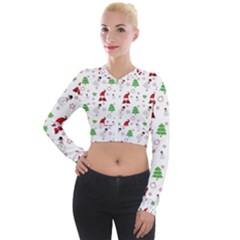 Santa Claus Snowman Christmas Xmas Long Sleeve Cropped Velvet Jacket by Amaryn4rt