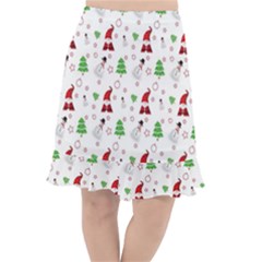 Santa Claus Snowman Christmas Xmas Fishtail Chiffon Skirt by Amaryn4rt