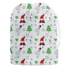 Santa Claus Snowman Christmas Xmas Drawstring Pouch (3xl) by Amaryn4rt