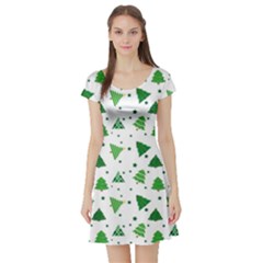 Christmas Trees Pattern Design Pattern Short Sleeve Skater Dress by Amaryn4rt