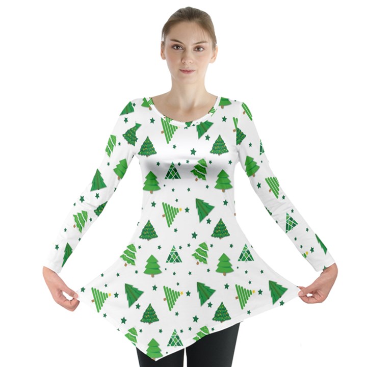 Christmas Trees Pattern Design Pattern Long Sleeve Tunic 