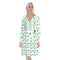 Christmas Trees Pattern Design Pattern Long Sleeve Velvet Front Wrap Dress by Amaryn4rt