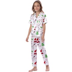 Santa Claus Snowman Christmas Xmas Kids  Satin Short Sleeve Pajamas Set by Amaryn4rt