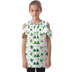 Christmas Trees Pattern Design Pattern Fold Over Open Sleeve Top by Amaryn4rt