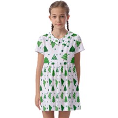 Christmas Trees Pattern Design Pattern Kids  Asymmetric Collar Dress by Amaryn4rt