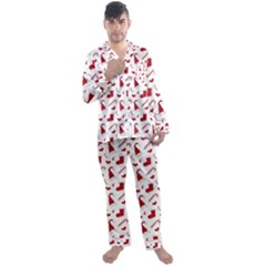 Christmas Template Advent Cap Men s Long Sleeve Satin Pajamas Set by Amaryn4rt