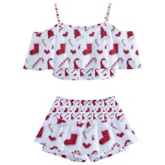 Christmas Template Advent Cap Kids  Off Shoulder Skirt Bikini by Amaryn4rt