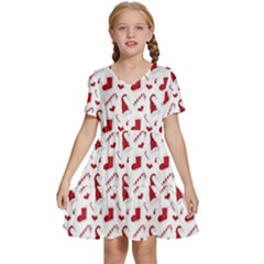 Christmas Template Advent Cap Kids  Short Sleeve Tiered Mini Dress by Amaryn4rt