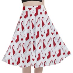 Christmas Template Advent Cap A-line Full Circle Midi Skirt With Pocket by Amaryn4rt