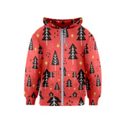 Christmas Christmas Tree Pattern Kids  Zipper Hoodie by Amaryn4rt