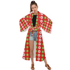 Festive Pattern Christmas Holiday Maxi Kimono by Amaryn4rt