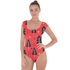 Christmas Christmas Tree Pattern Short Sleeve Leotard  by Amaryn4rt