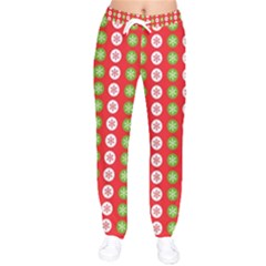 Festive Pattern Christmas Holiday Women Velvet Drawstring Pants by Amaryn4rt