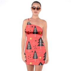 Christmas Christmas Tree Pattern One Shoulder Ring Trim Bodycon Dress by Amaryn4rt