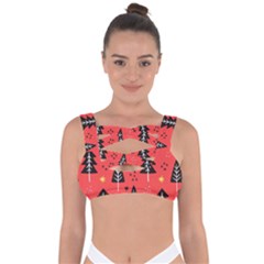 Christmas Christmas Tree Pattern Bandaged Up Bikini Top by Amaryn4rt