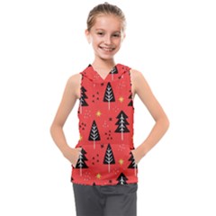 Christmas Christmas Tree Pattern Kids  Sleeveless Hoodie by Amaryn4rt