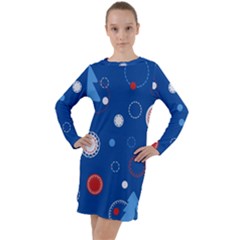 Christmas Pattern Tree Design Long Sleeve Hoodie Dress by Amaryn4rt