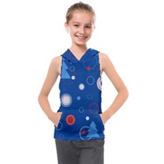 Christmas Pattern Tree Design Kids  Sleeveless Hoodie by Amaryn4rt