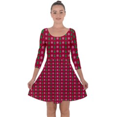 Snowflake Christmas Tree Pattern Quarter Sleeve Skater Dress by Amaryn4rt