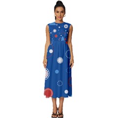 Christmas Pattern Tree Design Sleeveless Round Neck Midi Dress by Amaryn4rt