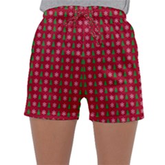 Snowflake Christmas Tree Pattern Sleepwear Shorts by Amaryn4rt