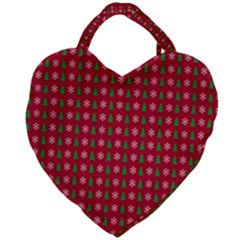 Snowflake Christmas Tree Pattern Giant Heart Shaped Tote by Amaryn4rt