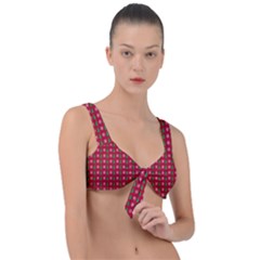 Snowflake Christmas Tree Pattern Front Tie Bikini Top by Amaryn4rt