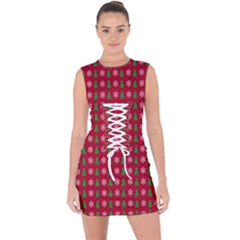 Snowflake Christmas Tree Pattern Lace Up Front Bodycon Dress by Amaryn4rt