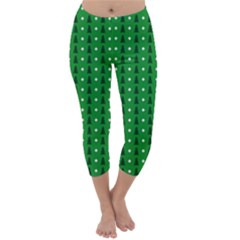 Green Christmas Tree Pattern Background Capri Winter Leggings  by Amaryn4rt