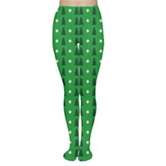 Green Christmas Tree Pattern Background Tights by Amaryn4rt