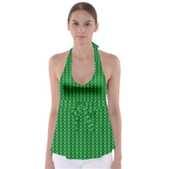 Green Christmas Tree Pattern Background Tie Back Tankini Top by Amaryn4rt