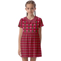 Snowflake Christmas Tree Pattern Kids  Asymmetric Collar Dress by Amaryn4rt