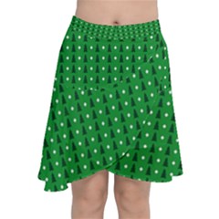 Green Christmas Tree Pattern Background Chiffon Wrap Front Skirt