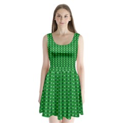 Green Christmas Tree Pattern Background Split Back Mini Dress  by Amaryn4rt