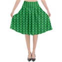 Green Christmas Tree Pattern Background Flared Midi Skirt View1